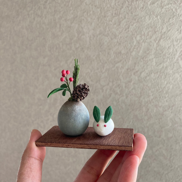 ＼年内は12月26日が最終発送／ 9962.bud 小さなお正月飾りと雪うさぎ 南天 5枚目の画像