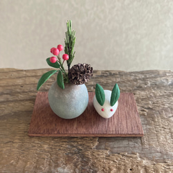 ＼年内は12月26日が最終発送／ 9962.bud 小さなお正月飾りと雪うさぎ 南天 3枚目の画像