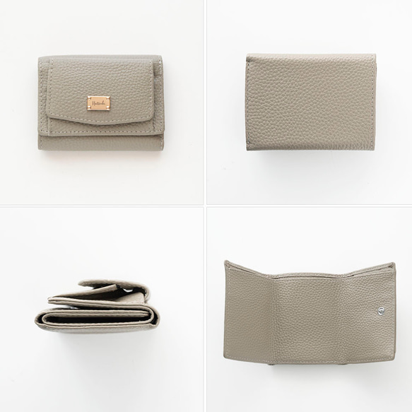 【 ミニウォレット ネームプレート 名入れ 】 本革 ミニ財布 三つ折り財布 スキミング防止 コンパクト HR71U 11枚目の画像