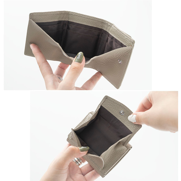 【 ミニウォレット ネームプレート 名入れ 】 本革 ミニ財布 三つ折り財布 スキミング防止 コンパクト HR71U 12枚目の画像