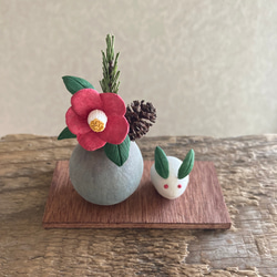 ＼年内は12月26日が最終発送／ 9967.bud 小さなお正月飾りと雪うさぎ 椿 3枚目の画像