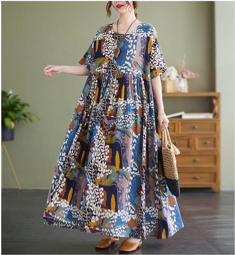 大きいサイズ　レディース　花柄　ワンピース　長袖　春