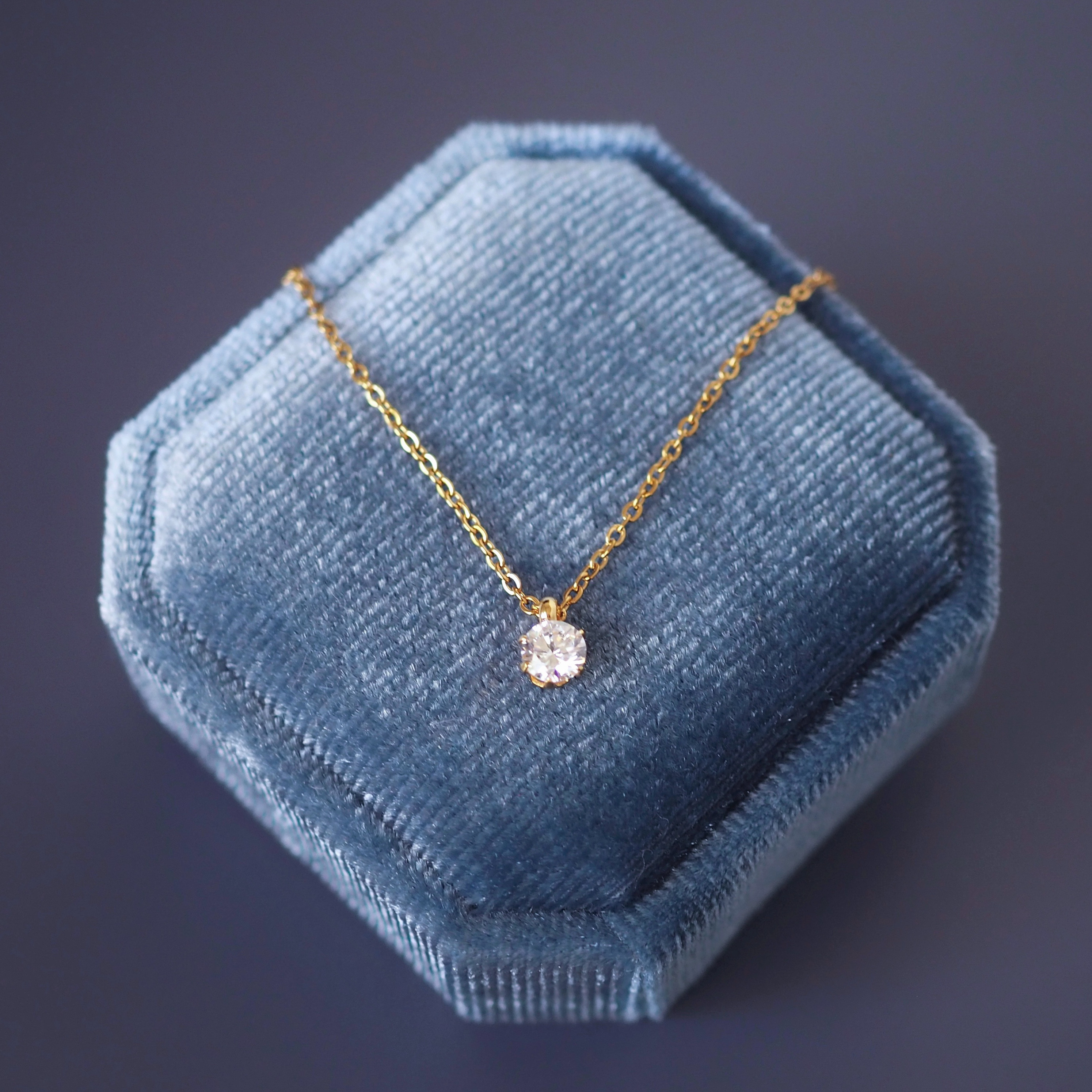 ジルコニア1粒ネックレス 金属アレルギー対応サージカルステンレス N166