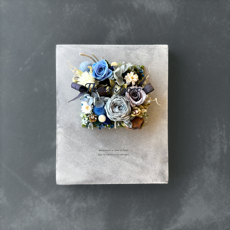 ボタニカルボード スクエア L　ドライフラワー 壁掛けアート 卓上ボード インテリアフラワー フラワーアート ブルー