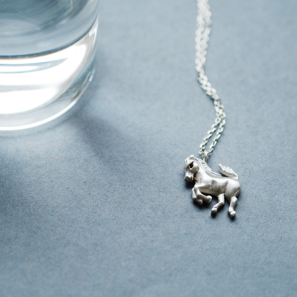 艶消し 馬 ネックレス シルバー925
