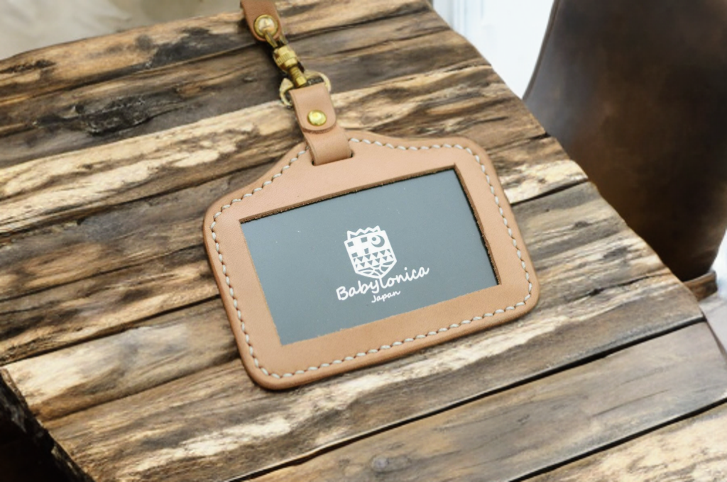 本革ネームホルダー（受注制作）手縫いヌメ革ナチュラル 牛皮牛革 天然