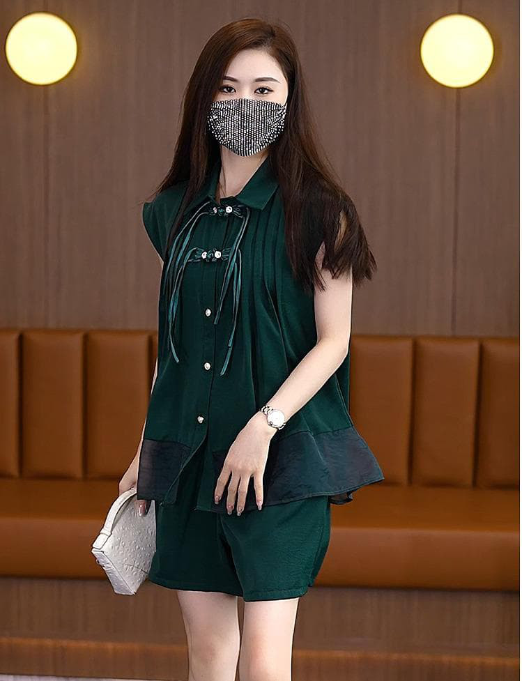 大きいサイズ レディース セットアップ　ショートパンツ　春夏 秋 新品 半袖