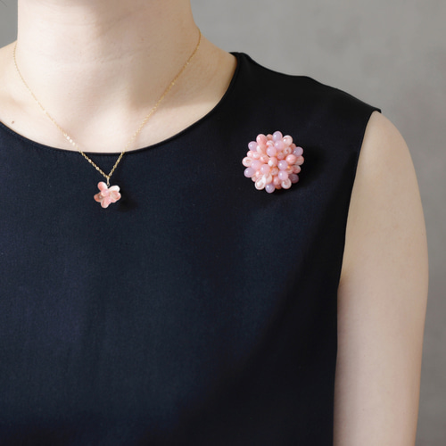 春限定2026【 ブローチ 】 ピンク 桜 ( 春 河津桜 八重桜 ガラス 花束