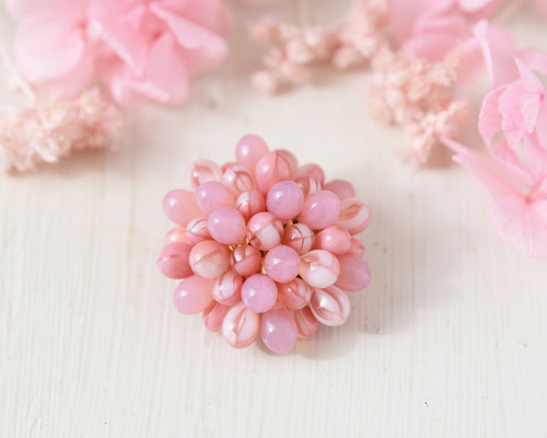 春限定2026【 ブローチ 】 ピンク 桜 ( 春 河津桜 八重桜 ガラス 花束