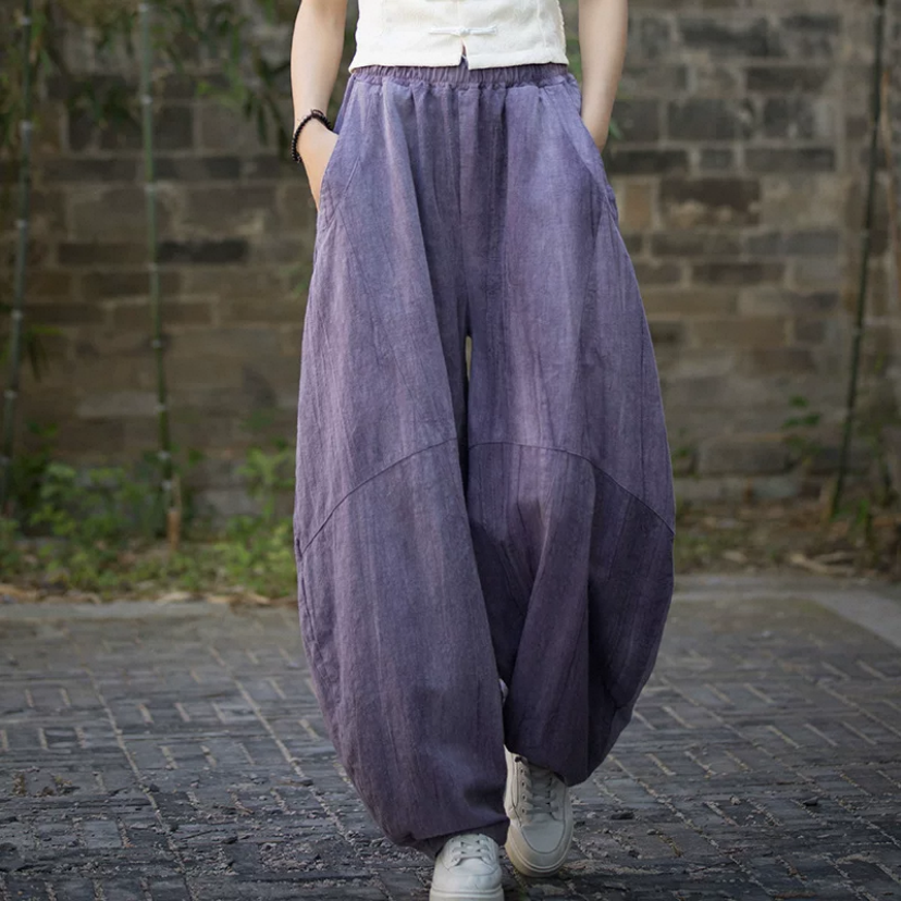 新品 *綿麻ワイドパンツ*ワイドパンツ* カジュアル * ゆったりタイプ *高品質*春*秋