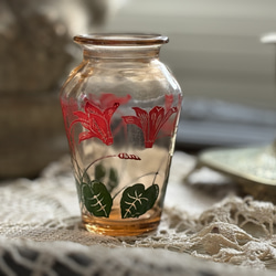 フランスアンティーク 小さなフラワーベース ピンクガラス 1950年代 赤