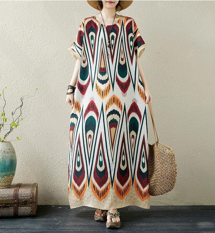 大きいサイズ レディース ロング　ワンピース　春夏 秋 新品 半袖　ゆったり 4,784円