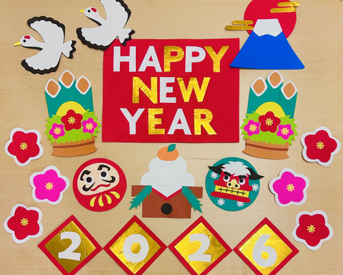 壁面飾り 冬 12月1月 お正月 2026 生地 Saki's factory☆ 通販