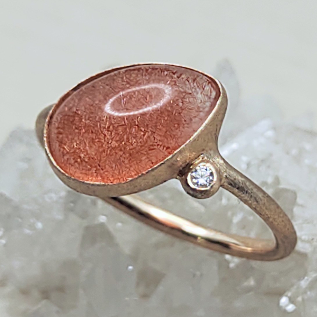 苺のしずく＊strawberry quartz K10 ring