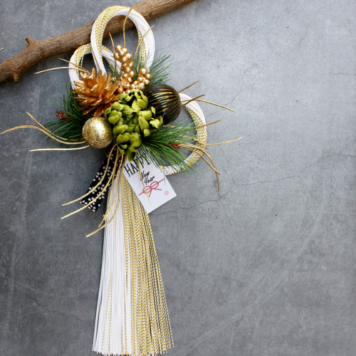 ラスト1点です☆新作割☆ スタイリッシュグリーンマム水引お正月飾り