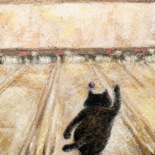 昭和レトロな擬人化猫の絵│「ボーリングねこ」│ 原画1点物