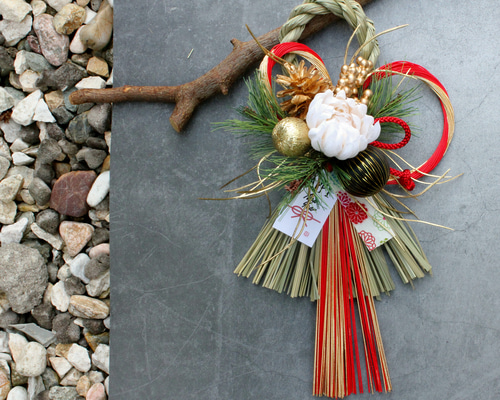 新作割】ふたば白マム水引本しめ縄お正月飾りリース しめ縄・しめ飾り