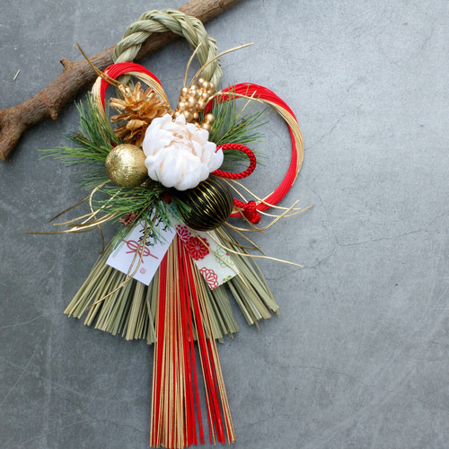 新作割】ふたば白マム水引本しめ縄お正月飾りリース しめ縄・しめ飾り