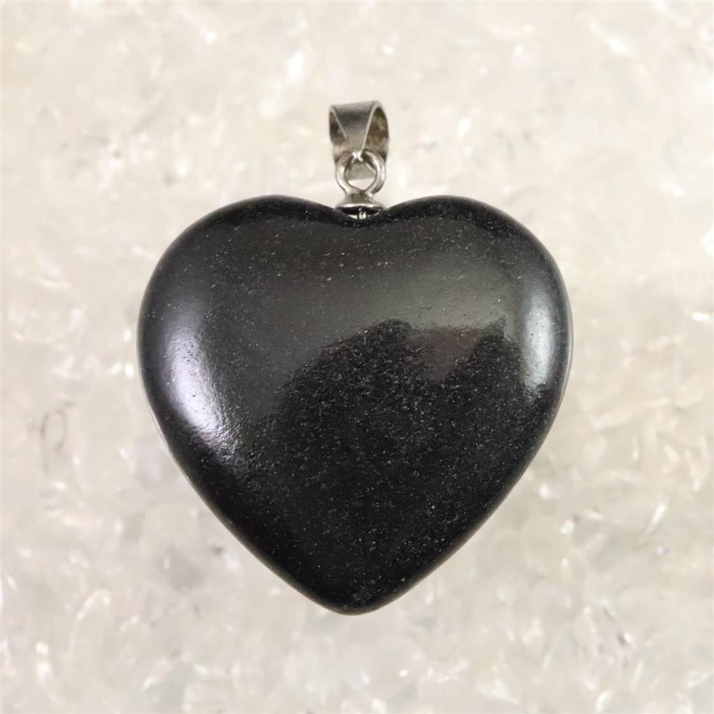 H&E社 ブラックアゼツライト 25mmハートペンダント  7.1g #96831