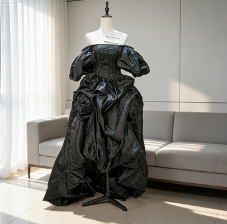 華やか 黒 カラードレス オーダーメイド　パフスリーブのオフショルダー 結婚式 コンサート 21,490円