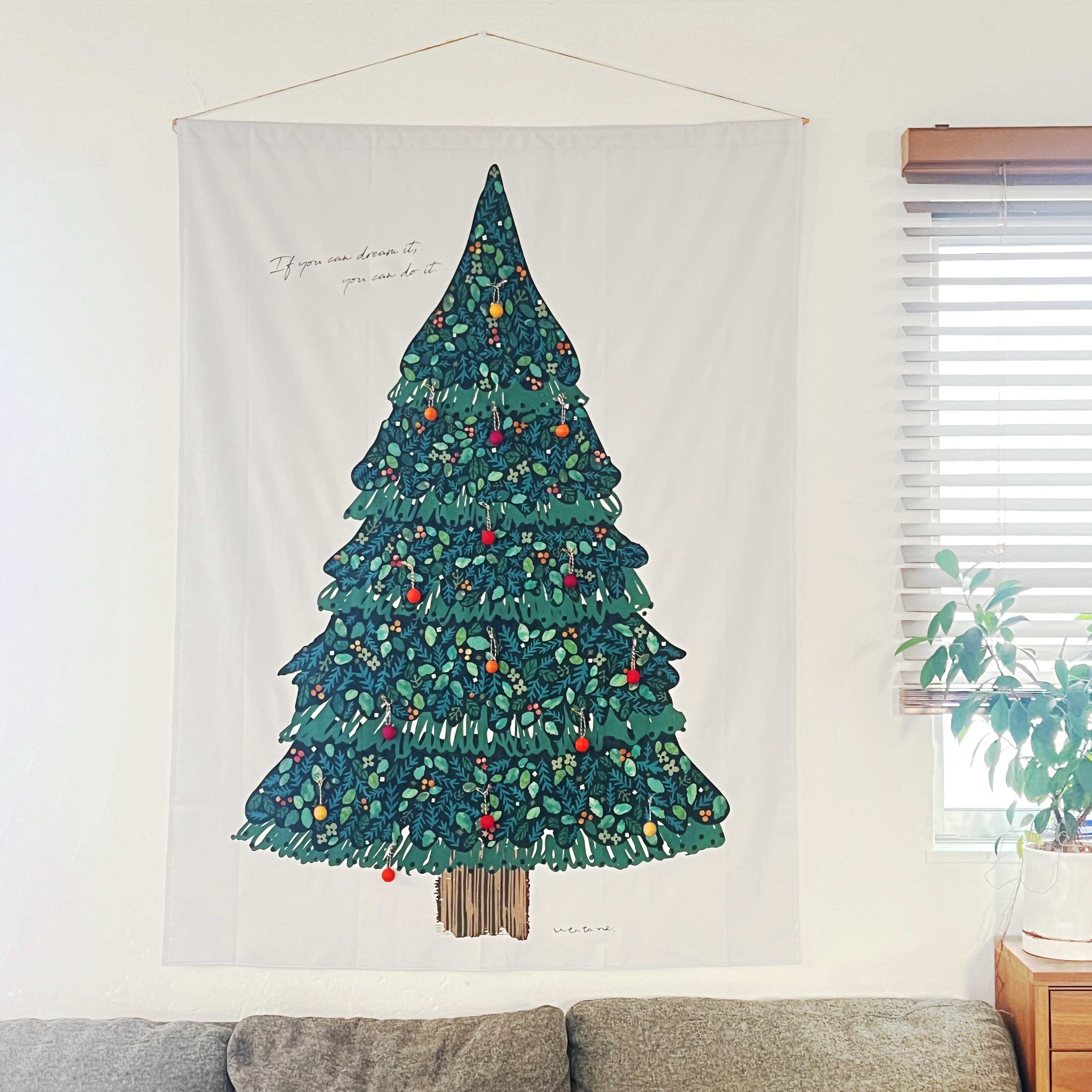 【羊毛のオーナメントキットセット】1年中使える！ツリータペストリー／シンプル（壁掛け 簡単）ミシン仕上げ