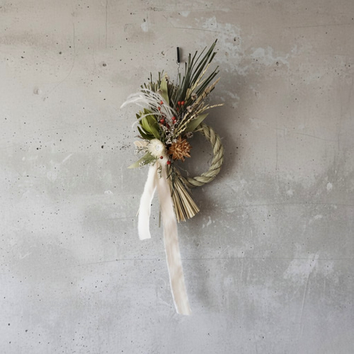 ナチュラルホワイトのお正月飾り しめ縄・しめ飾り -残香- 通販