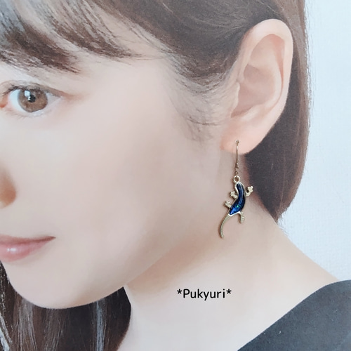 トカゲピアス/ノンホールピアス/イヤリング/軟骨ピアス/樹脂ピアス