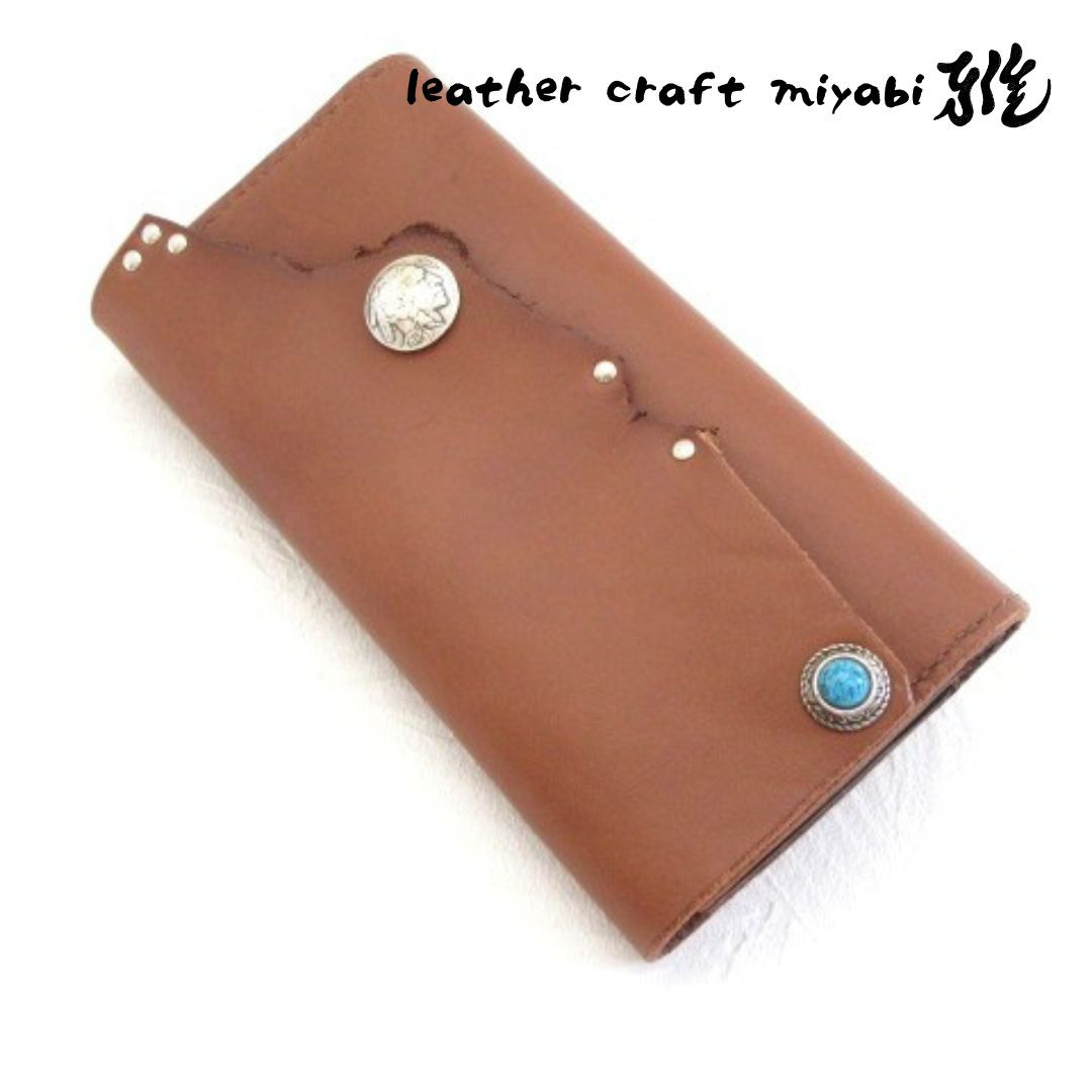 ワンオフ♪《biker mono》サドルレザー・ダブルコンチョ・ロングウォレット・059・復刻