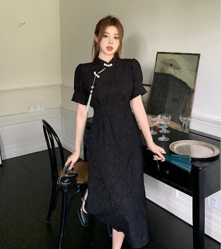 大きいサイズ レディース ワンピース　春夏 秋 新品 半袖　チャイナ