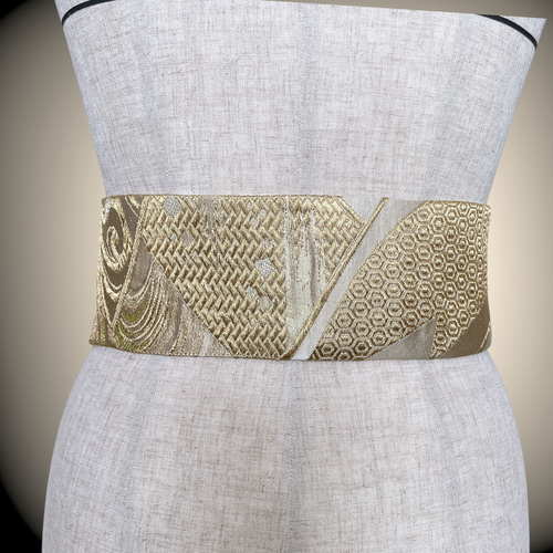 金刺繍 高級感抜群 サッシュベルト リボン ウエスト 60〜90cm サッシュ