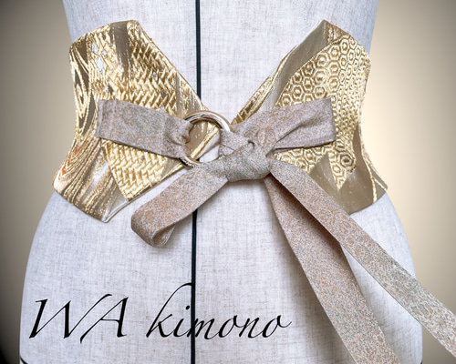 金刺繍 高級感抜群 サッシュベルト リボン ウエスト 60〜90cm サッシュ