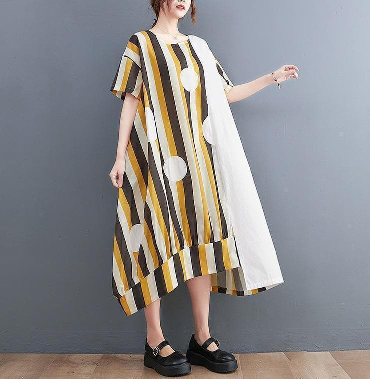 大きいサイズ レディース ワンピース　ストライプ　春夏 秋 新品 半袖