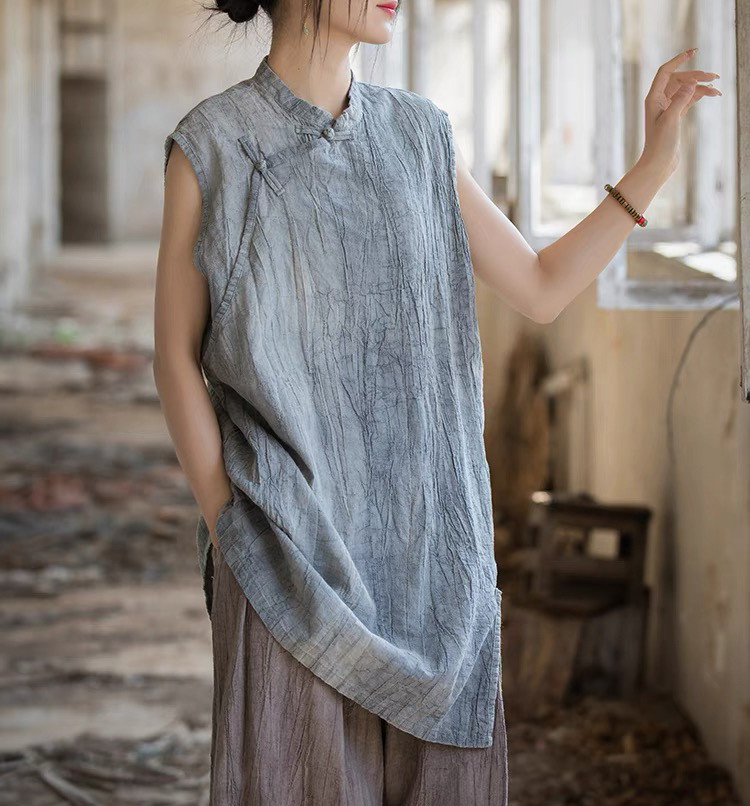 夏物*薄手*綿麻ブラウス*ブラウス*トップス *シャツ *カジュアル