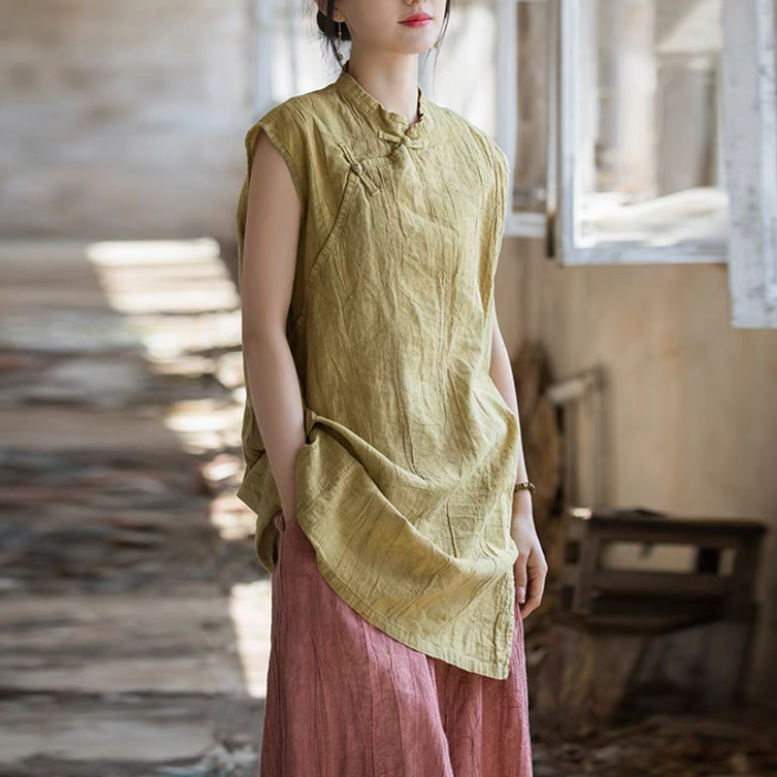 夏物*薄手*綿麻ブラウス*ブラウス*トップス *シャツ *カジュアル
