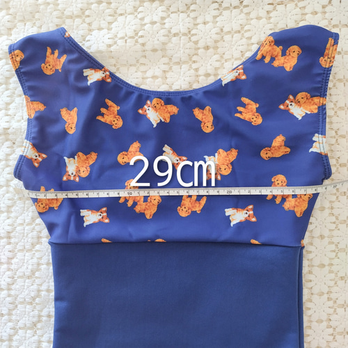 140㎝／茶色のわんこが可愛いネイビーブルー女の子レオタード新年ギフトにも 140㎝／茶色のわんこが可愛いネイビーブルー女の子レオタード