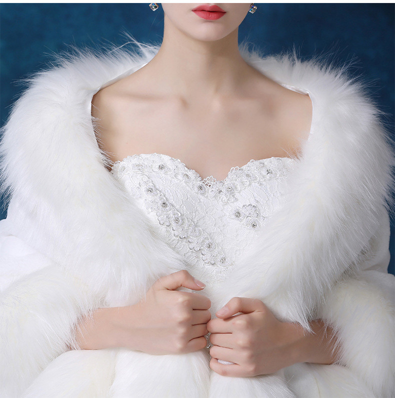 秋冬 ケープ フェイクファー 白 ホワイト もこもこ あったかい 肩飾り アクセサリー ウェディングドレス AK325