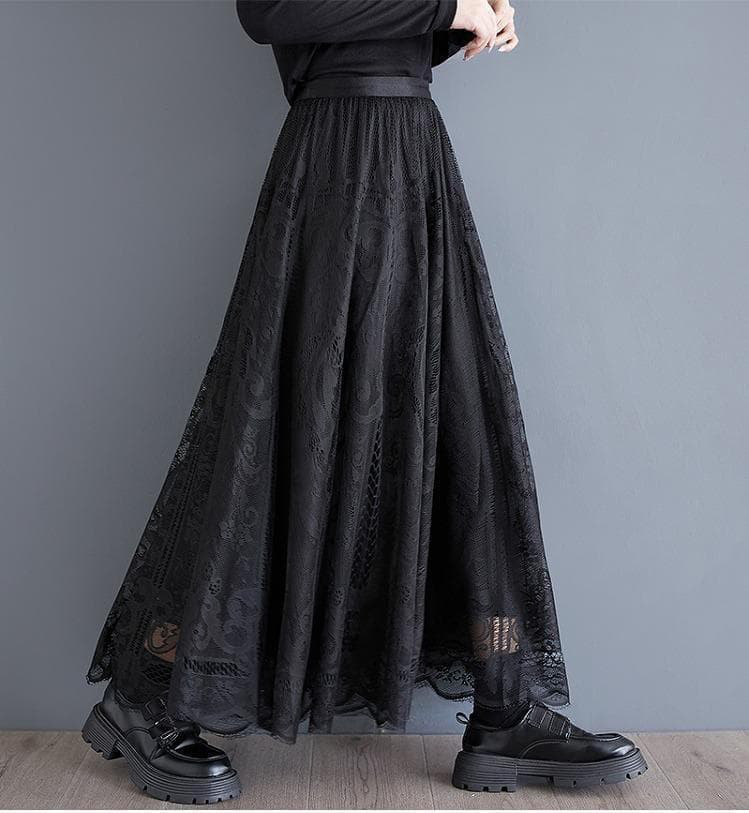 大きいサイズ ロング　スカート　レース　レディース 秋冬　春 新品h