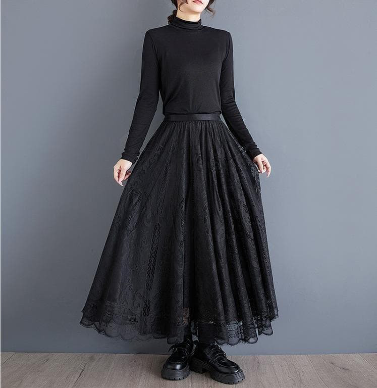 大きいサイズ ロング　スカート　レース　レディース 秋冬　春 新品h