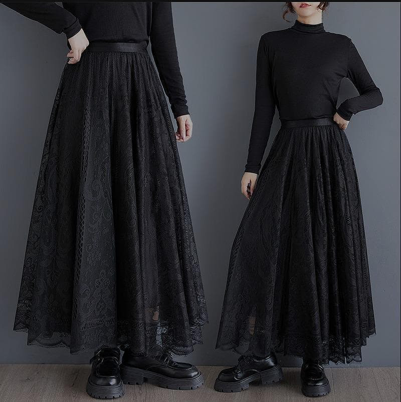 大きいサイズ ロング　スカート　レース　レディース 秋冬　春 新品h