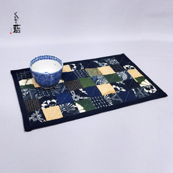 葡萄アップリケのハンドバッグ 古布 藍木綿 型染 絣 リメイク s2245