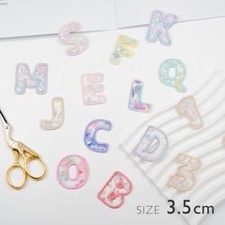 3.5㎝丸文字アルファベットワッペン ☆リバティ生地使用 アイロン