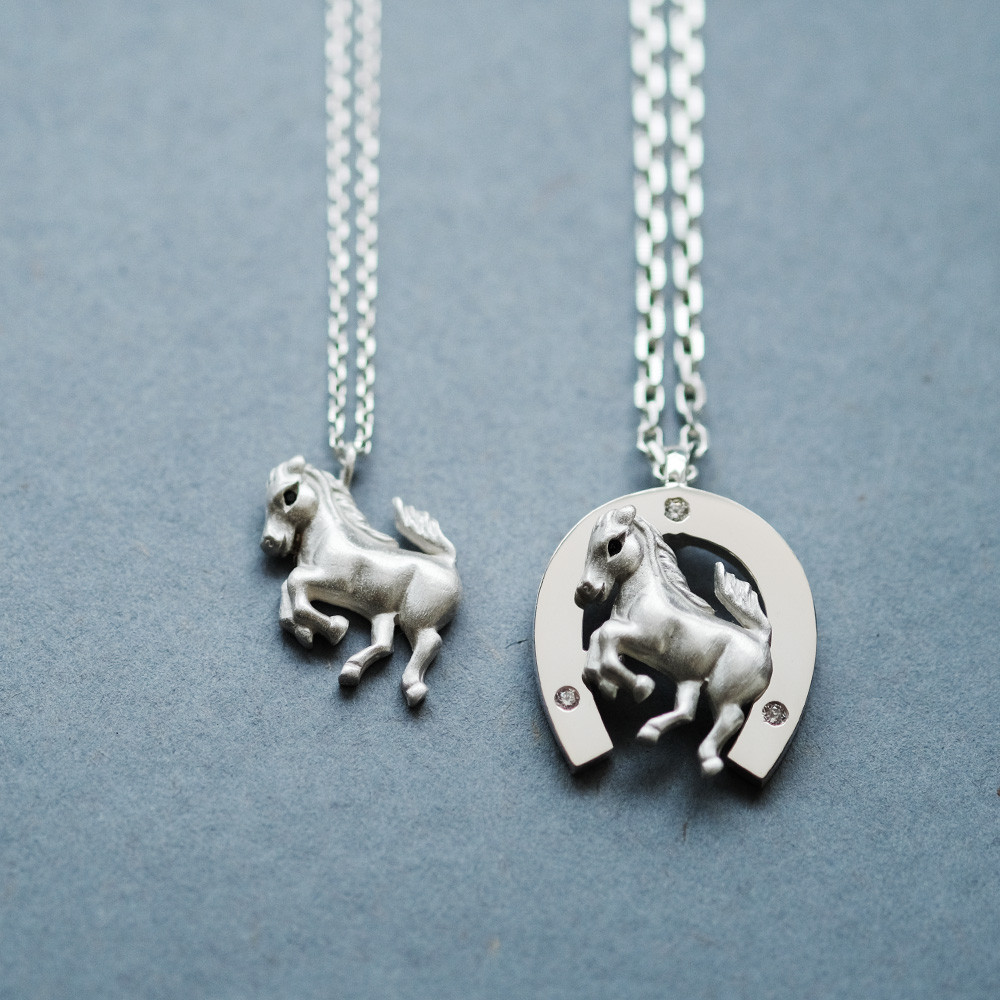 2コset）馬 + 馬蹄 ペア ネックレス シルバー925