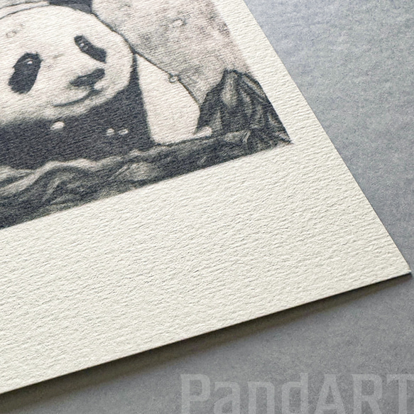 パンダのポストカード 八木彩佑 「雪見熊猫」 銅版画作品プリント 4枚目の画像