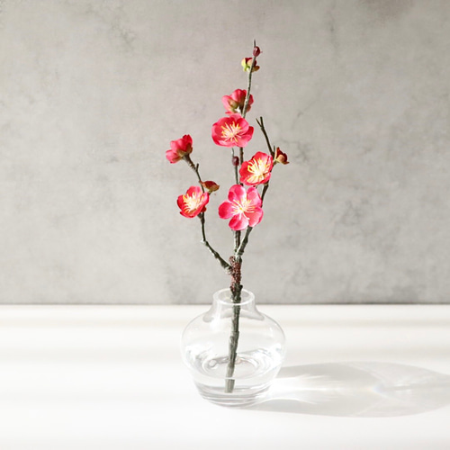 【京都・東哉製】梅華・紅白／梅の花・置物（修復品） 梅の花 造花 一輪挿し アレンジ紅梅 枝もの 水やり不要 玄関 卓上 和室