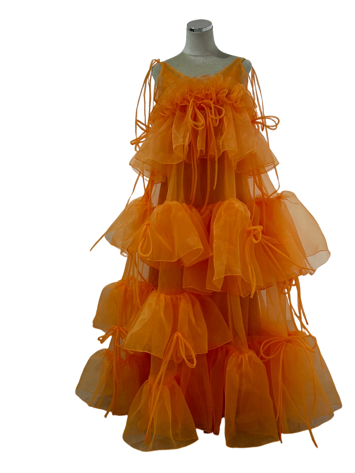 パーティードレス キャミソール ティアードのドレス ロング 上質オーガンジー 抜群におしゃれ度が際立つ