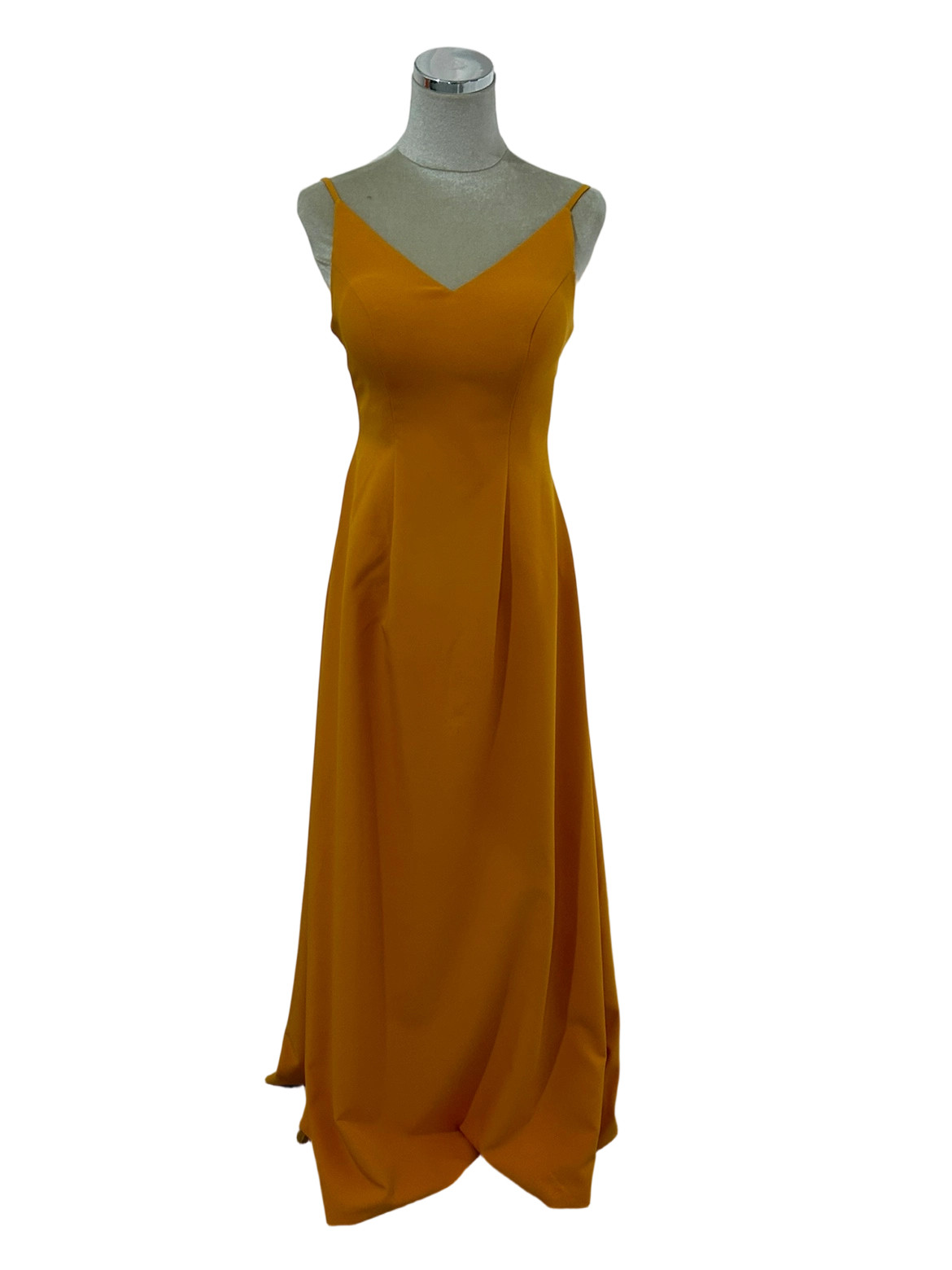 パーティードレス キャミソール  Vネック スレンダーライン ファスナー 床付く 優雅なシルエット クレープ生地