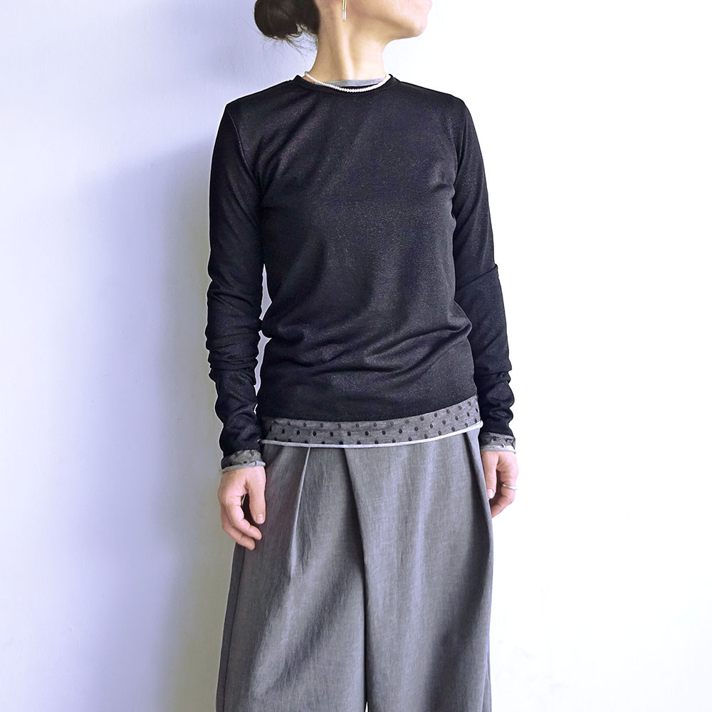 シアーラメカットソー（ブラック）