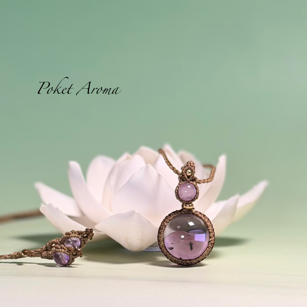 『惑星』ロマネサイトアメジストのマクラメペンダントネックレス