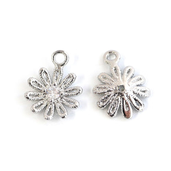 ejp943 [2 件裝] 精緻花圖案吊墜，鑲嵌立方氧化鋯石，不含鎳 第8張的照片