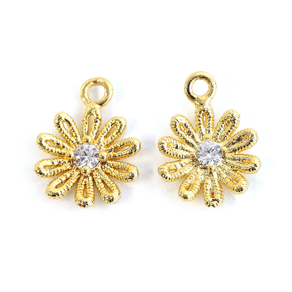 ejp943 [2 件裝] 精緻花圖案吊墜，鑲嵌立方氧化鋯石，不含鎳 第2張的照片